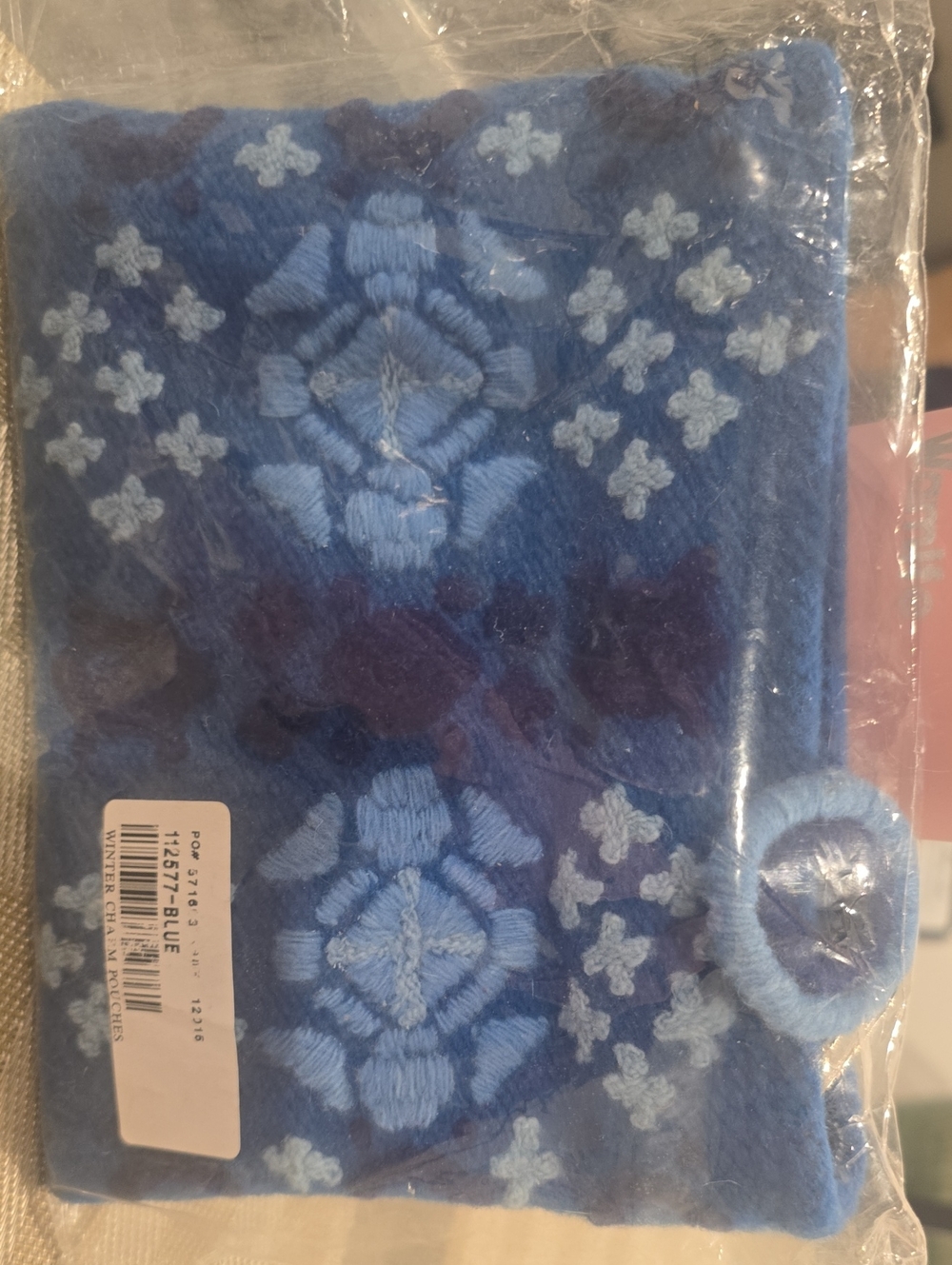 Blue Embroidered WJenny KRAUSS Charm Pouch SNOWFLAKES ISLE